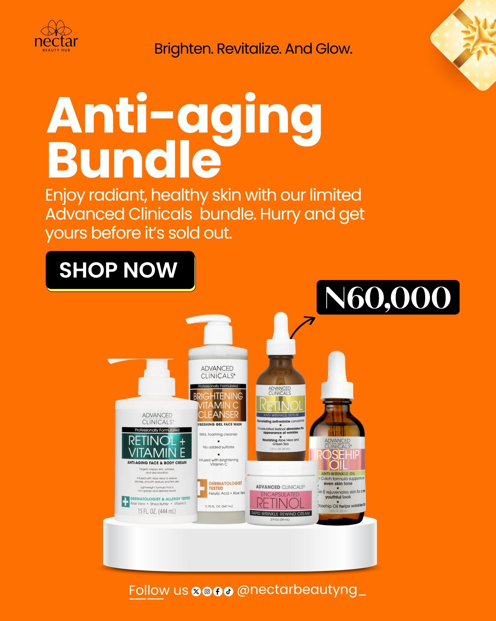 Advanced Clinicals Anti - Aging Bundle – Complete Age - Defying Skincare Set