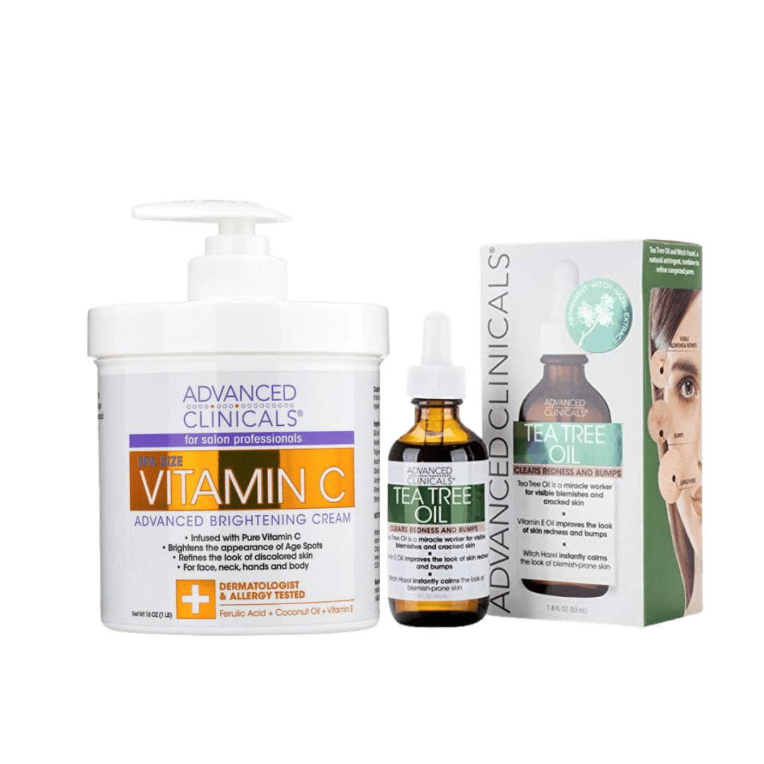 Advanced Clinicals Vitamin C Cream Advanced Brightening Cream And Advanced Clinicals Tea Tree oil