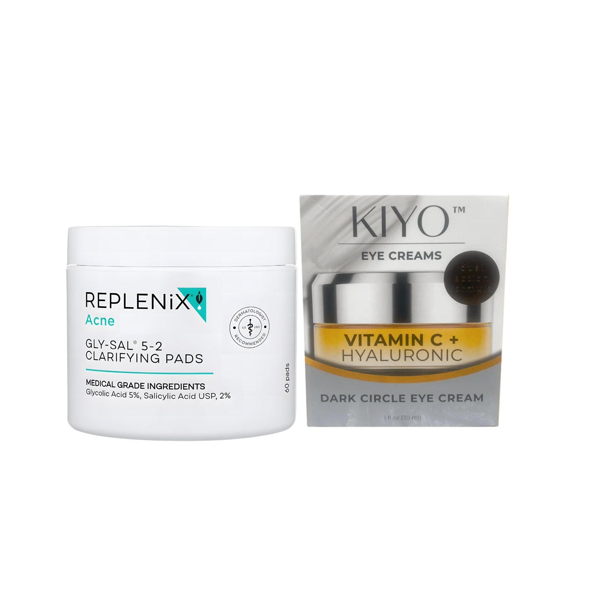 BUY Replenix Gly - Sal 5 - 2 Clarifying Pads AND GET Kiyo Eye Creams Vitamin C + Hyaluronic Dark Circle Eye Cream 30ml