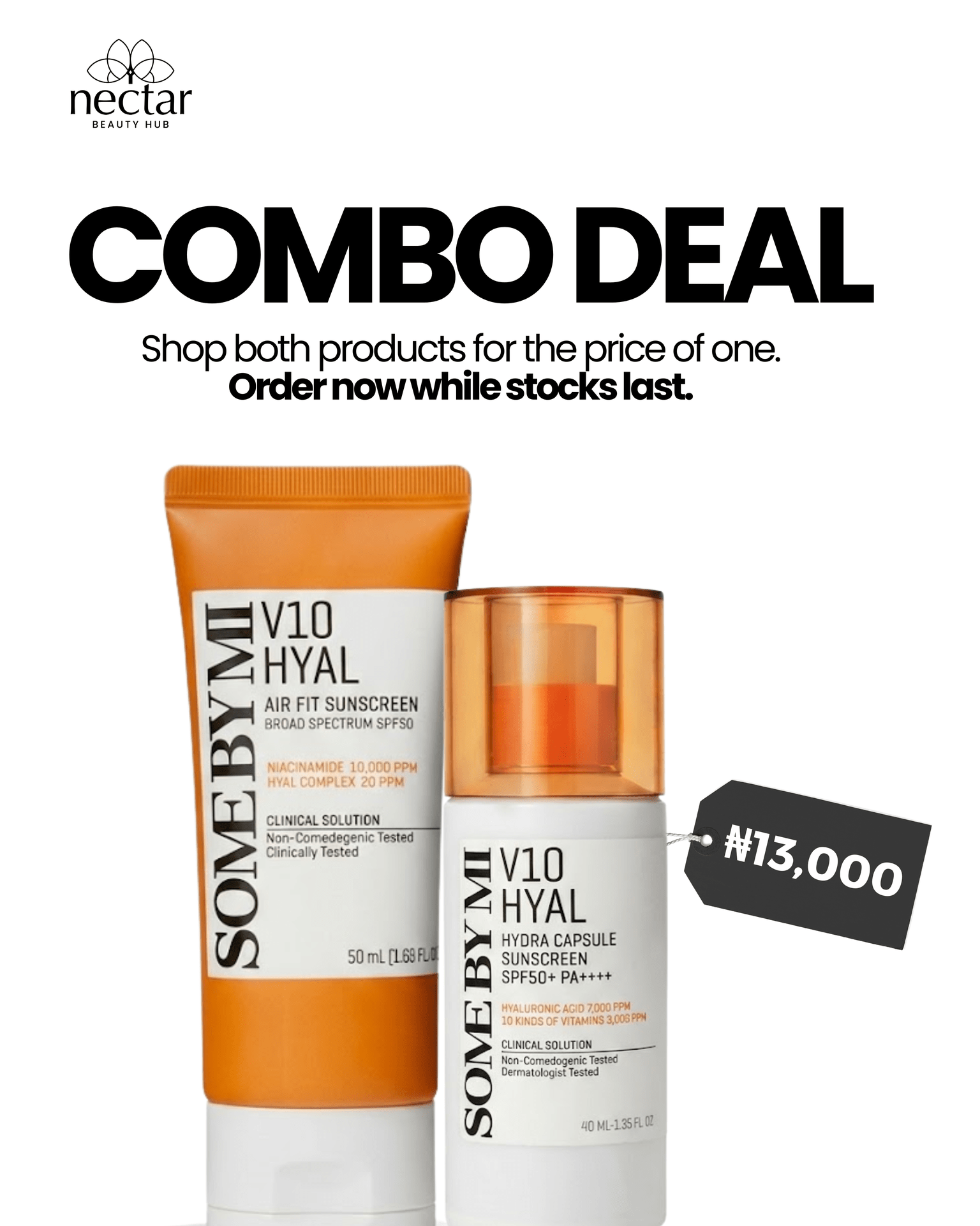 COMBO DEAL: Some By Mi V10 Hyal Air Fit Sunscreen (50ml) & Some By Mi V10 Hyal Hydra Capsule Sunscreen SPF50+ PA++++ (40ml)