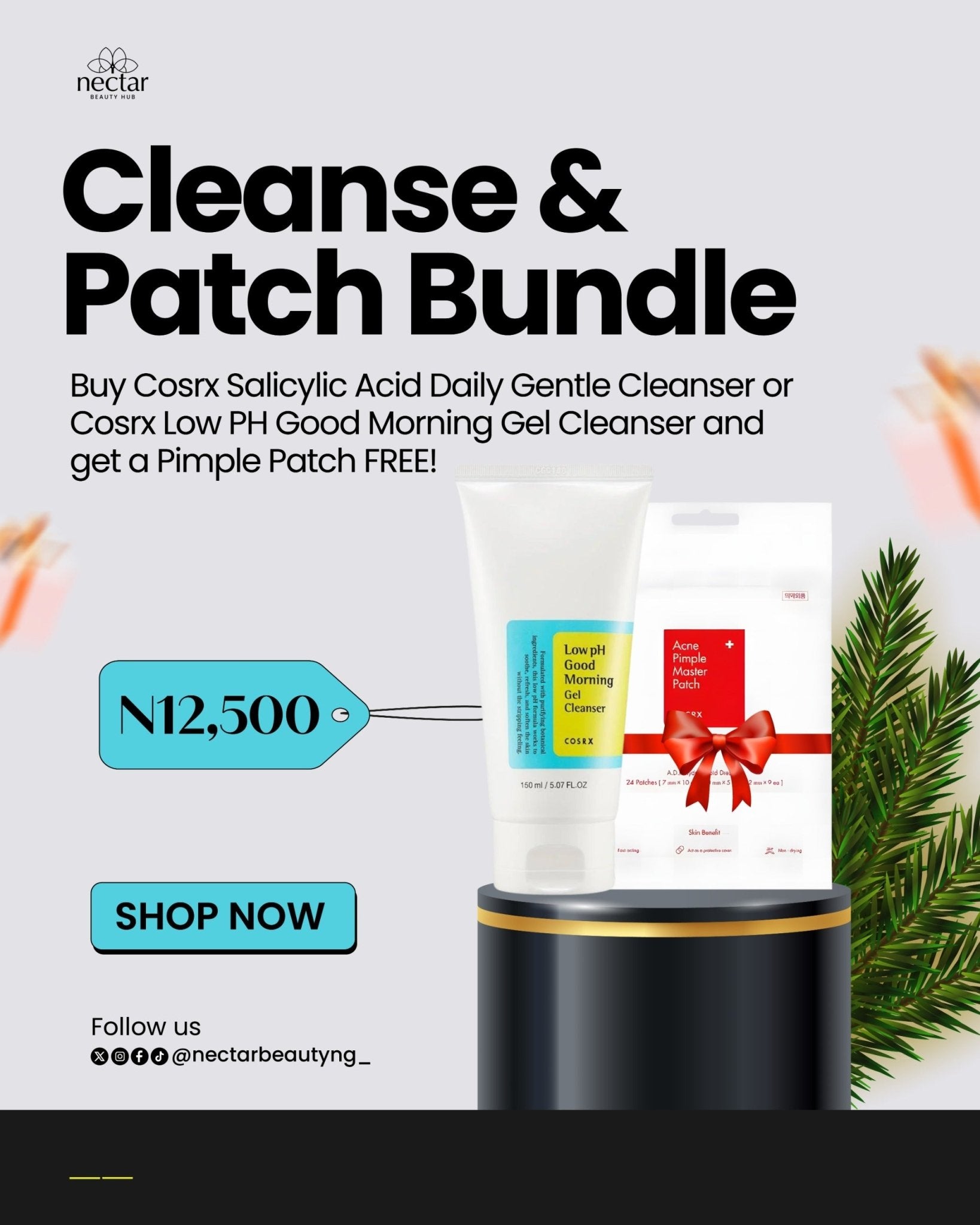 COSRX Low pH Good Morning Gel Cleanser - Cleanse and Patch Bundle