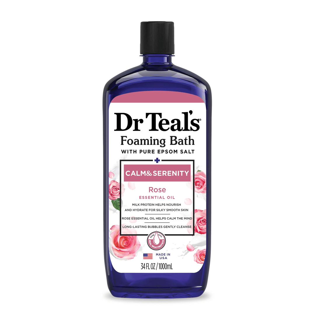 Dr Teal Foaming bath with Pure Epsom Salt Calm & Serenity Rose Essential Oil 1000ml