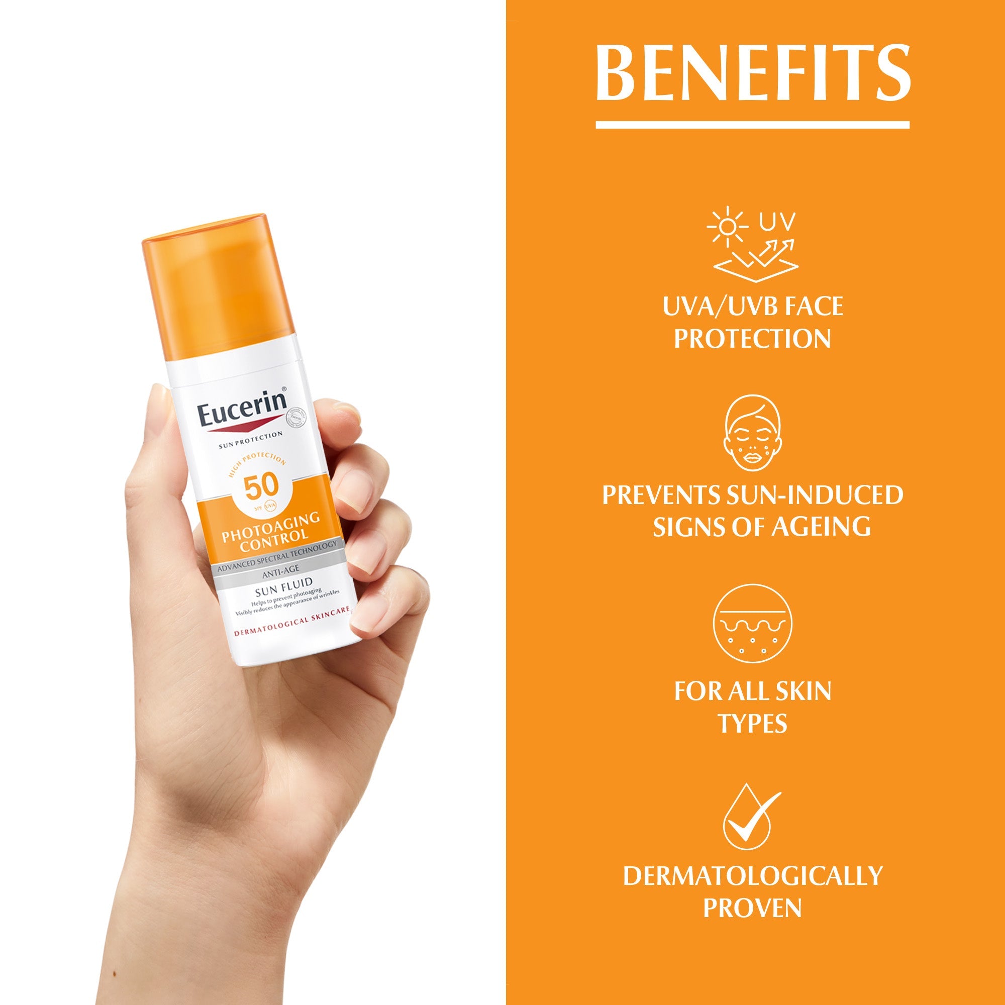 Eucerin Face Sunscreen Photoaging Control Anti - Age Sun Fluid, SPF 50, 50ml
