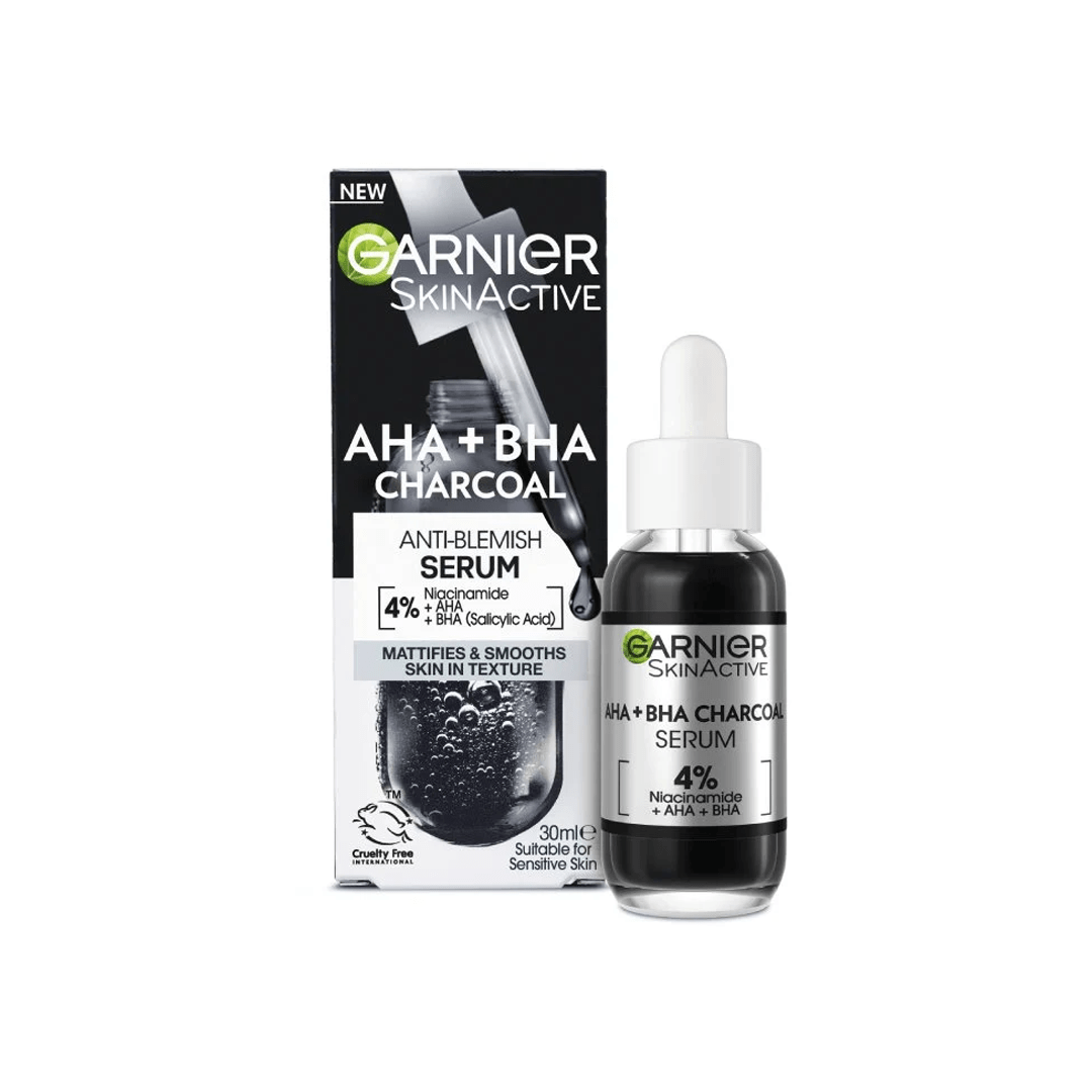 Garnier AHA + BHA with Charcoal Anti - Blemish Serum 30ml | Clear & Refine Skin
