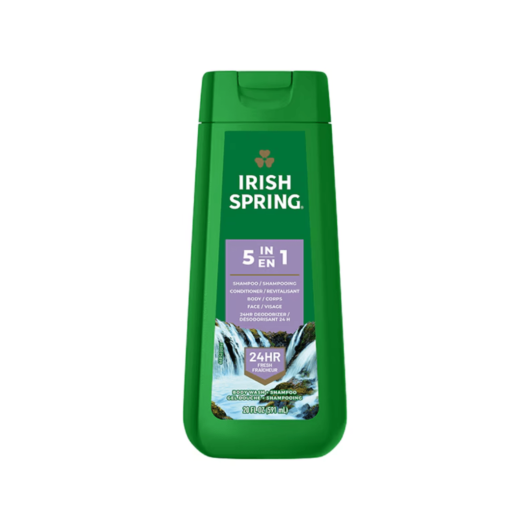 Irish Spring 5 in 1 Shampoo Conditioner Body Face 24h Deodorizer - 591ml
