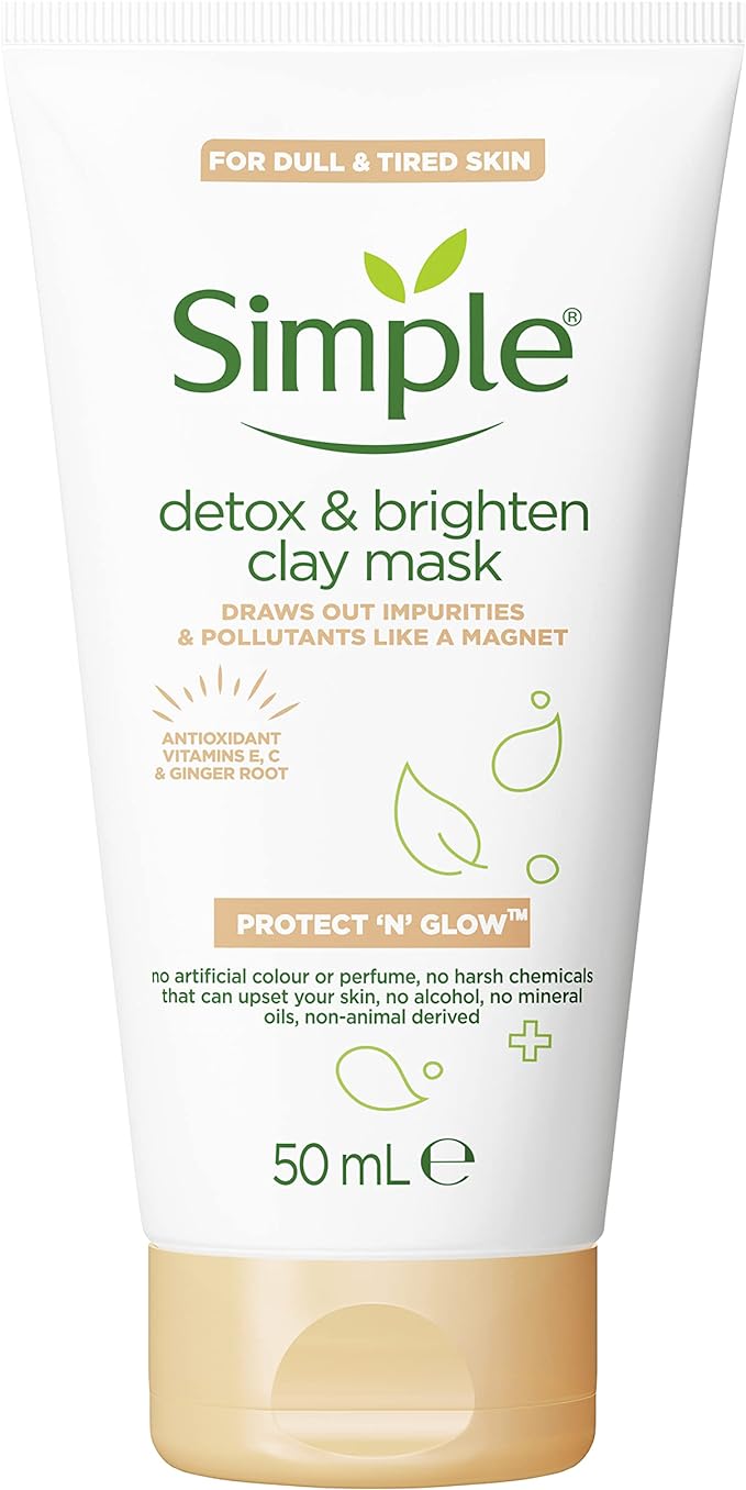 Simple Protect 'N' Glow Detox & Brighten Clay Mask deep-cleansing and skin brightening for glowing skin 50 ml