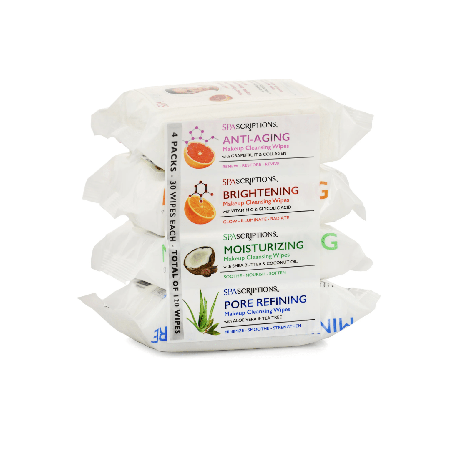 SpaScriptions Anti-Aging | Brightening | Moisturizing | Pore Refining Cleansing Wipes