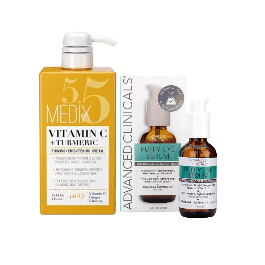 Medix vitamin C lotion and Advanced Clinicals puffy eye serum
