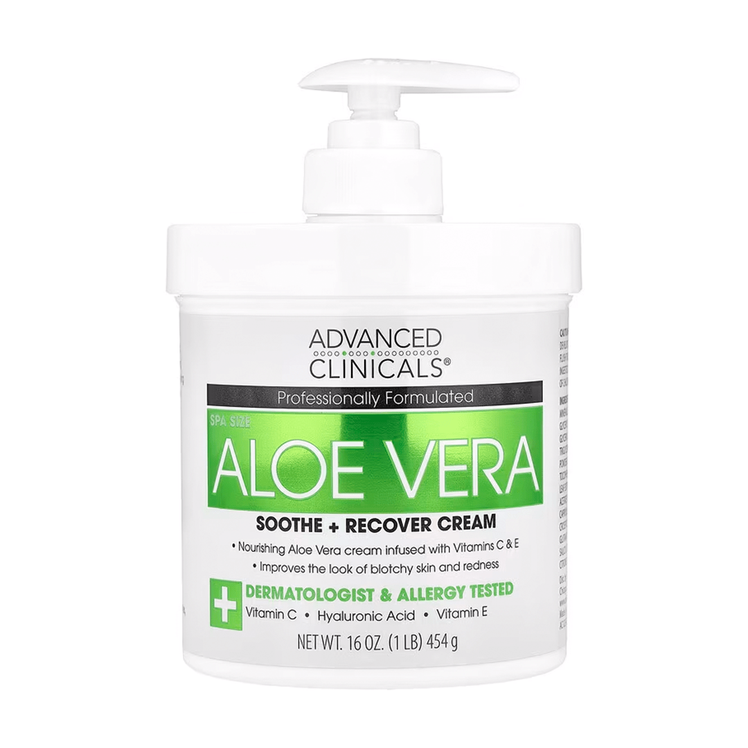 Advanced Clinicals Aloe Vera Soothe + Recover Cream | Hydrating & Soothing 1lb
