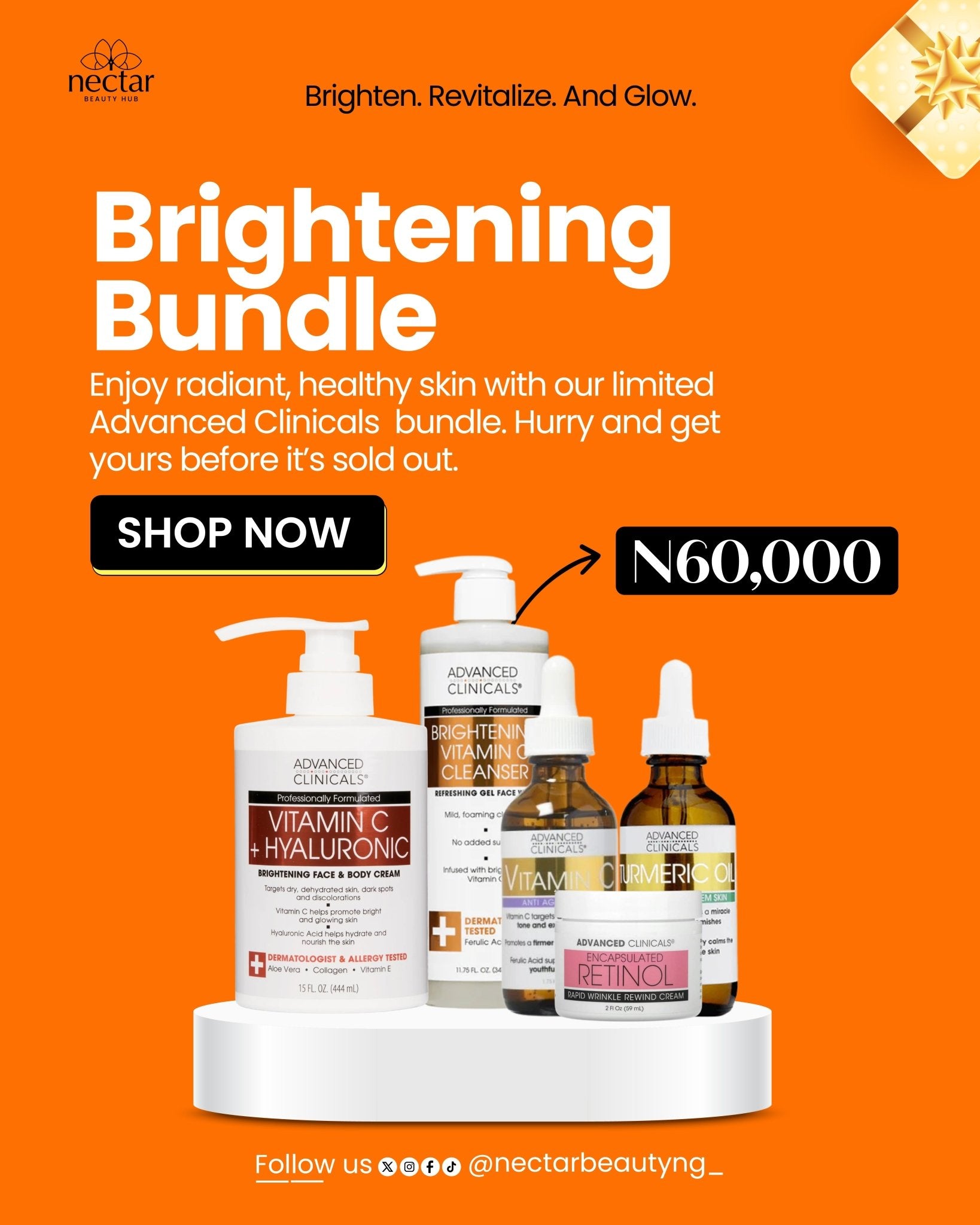 Advanced Clinicals Brightening Bundle – Ultimate Glow & Even - Tone Skincare Set