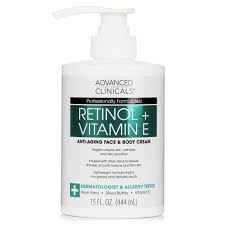 Advanced Clinicals Retinol + Vitamin E Cream 444ml | Anti - Aging & Hydrating