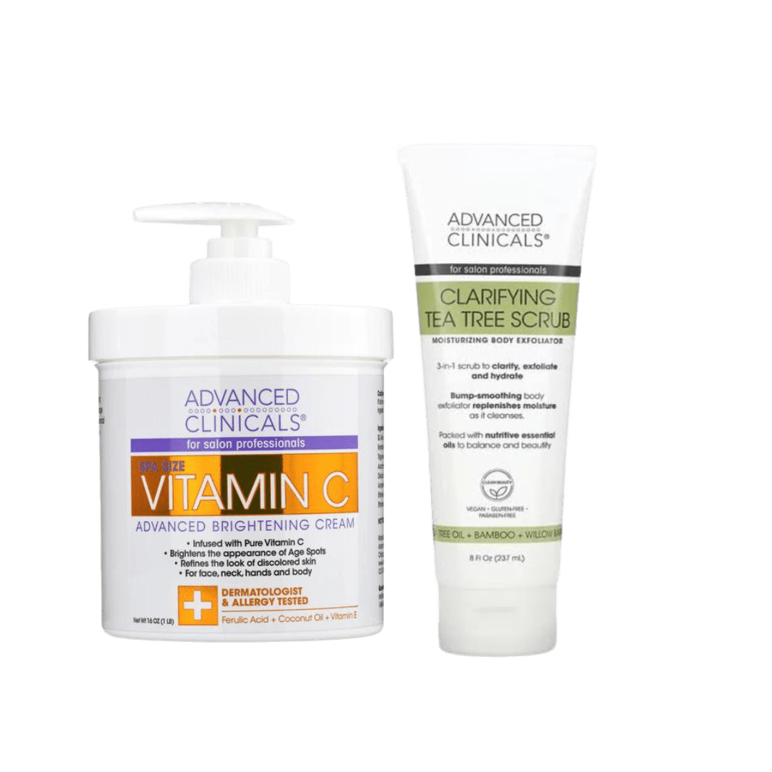 Advanced Clinicals Vitamin C Cream Advanced Brightening Cream And Advanced Clinicals Clarifying Tea Tree Scrub
