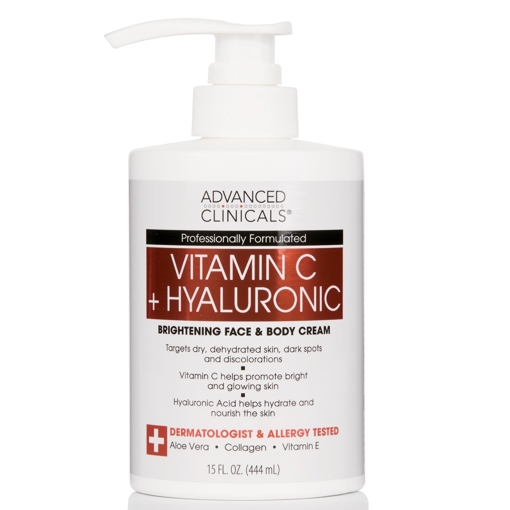 Advanced Clinicals Vitamin C + Hyaluronic Brightening Cream 444ml | Face & Body Hydration