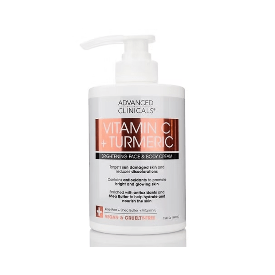 Advanced Clinicals Vitamin C + Turmeric Brightening Face and Body Cream 444Ml (WHOLESALE MINIMUM OF 6)