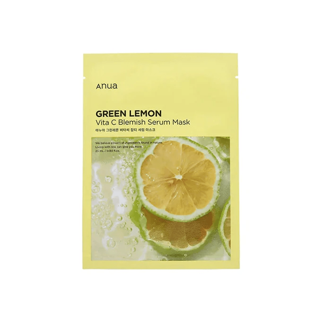 ANUA Green Lemon Vita C Blemish Serum Mask 25ml - Brighten & Clear Blemishes