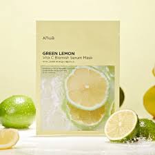 ANUA Green Lemon Vita C Blemish Serum Mask 25ml - Brighten & Clear Blemishes