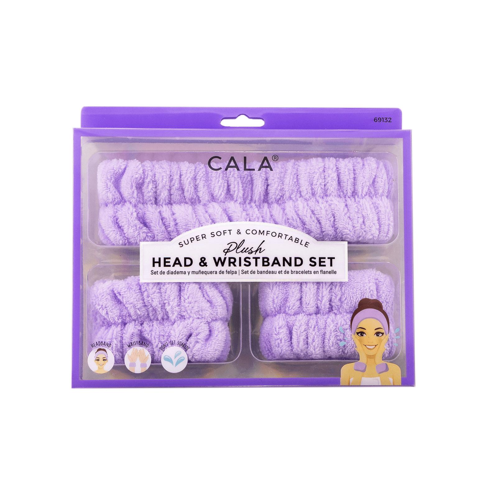 CALA Plush Headband & Wristband Set - Lavender