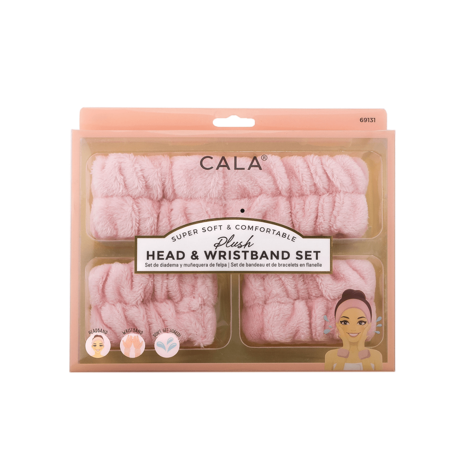 CALA Plush Headband & Wristband Set - Peach