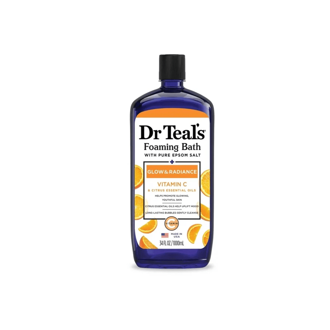 Dr Teal's Foaming bath with Pure Epsom Salt Glow & Radiance Vitamin C - 1000ml
