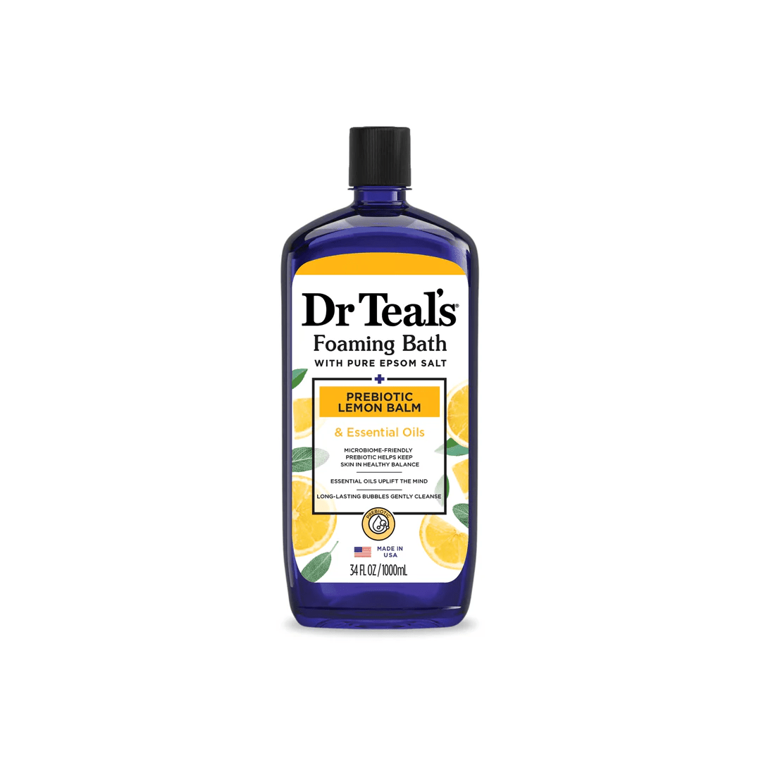 Dr Teal's Foaming Bath with Pure Epsom Salt, Prebiotic Lemon Balm & Essential Oils - 1000ml
