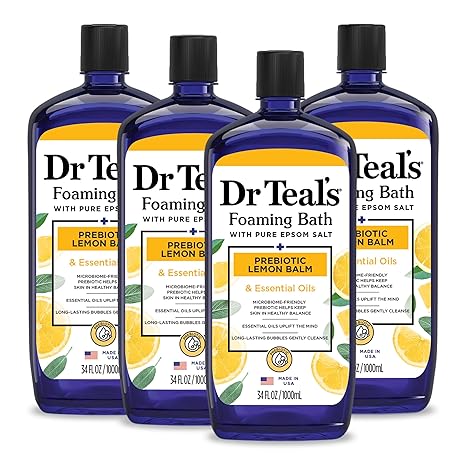 Dr Teal's Foaming Bath with Pure Epsom Salt, Prebiotic Lemon Balm & Essential Oils 1000ML