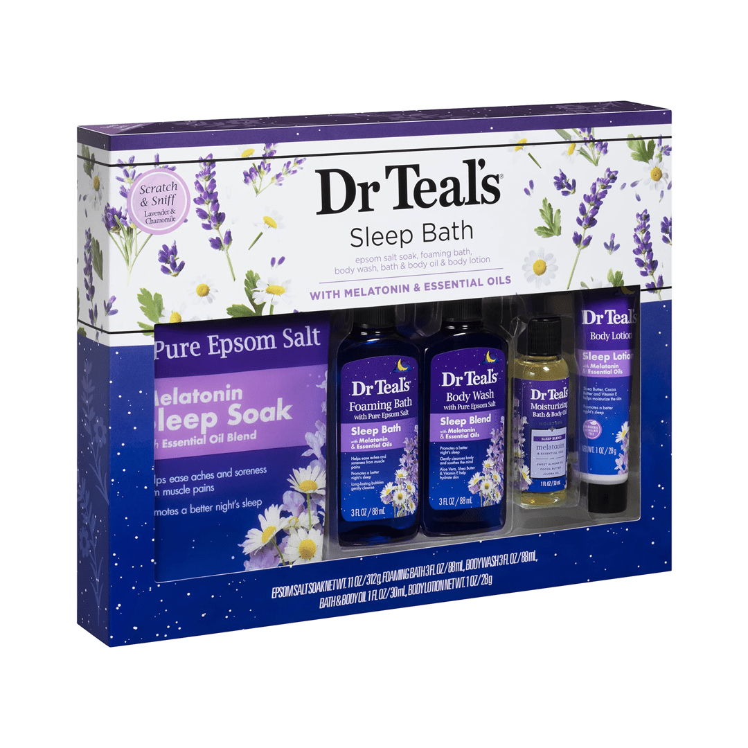 Dr Teal's Sleep Bath Epsom Salt, Foaming Bath, Body Wash & Body Oil & Body Lotion With Melatonin & Essential Oils – Ultimate Relaxation