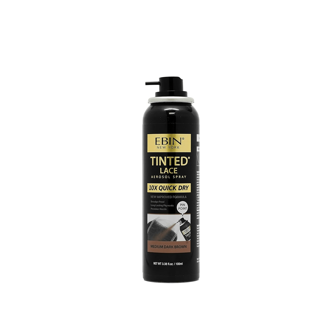Ebin New York Tinted Lace Aerosol Spray 10X Quick Dry Medium Brown 100ml
