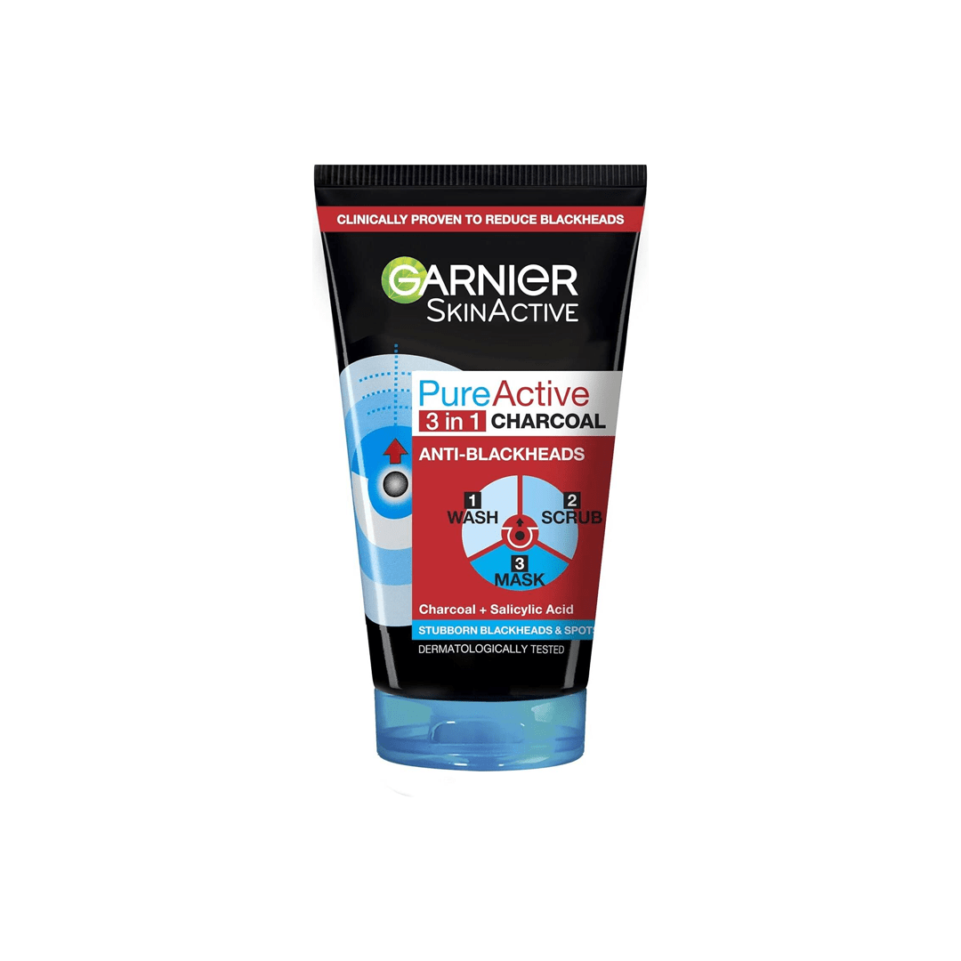 Garnier 3 in 1 Charcoal Anti - Blackhead Wash Scrub Mask 150ml