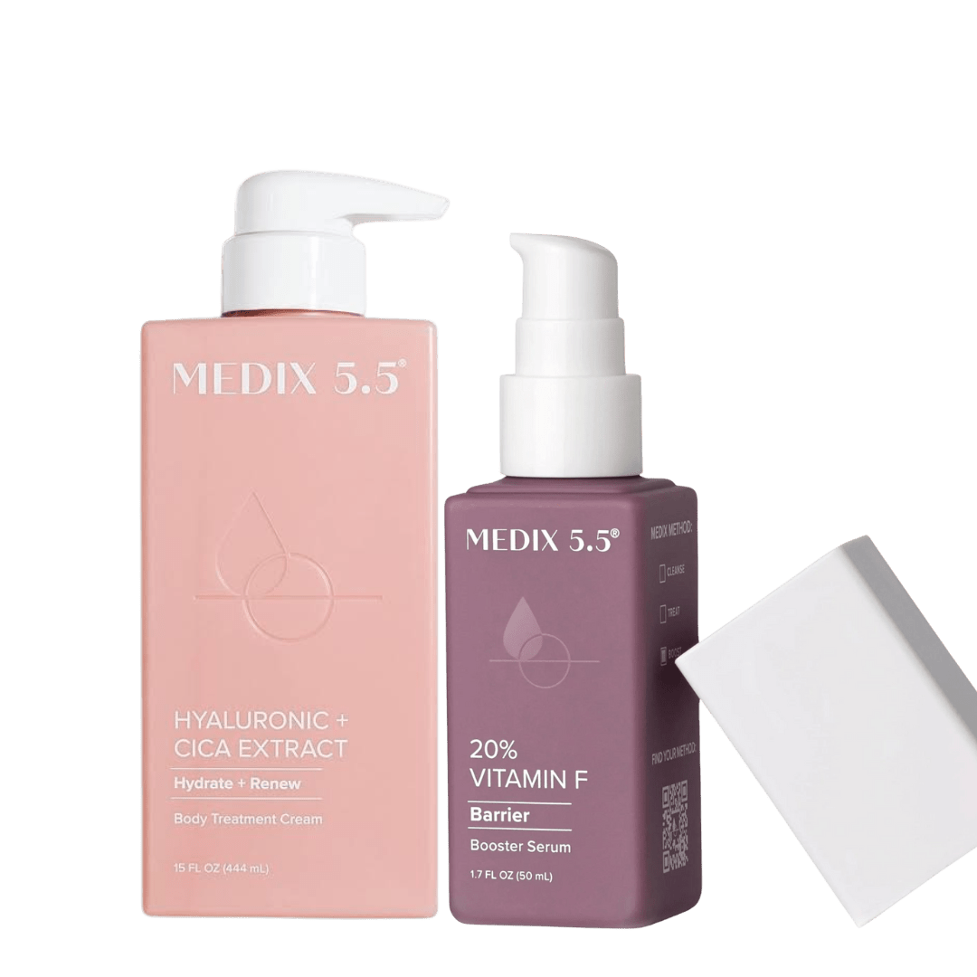 Medix 5.5 Hyaluronic Acid Hydrating Body Treatment Cream and Medix 5.520% Vitamin F Anti Aging Serum Set