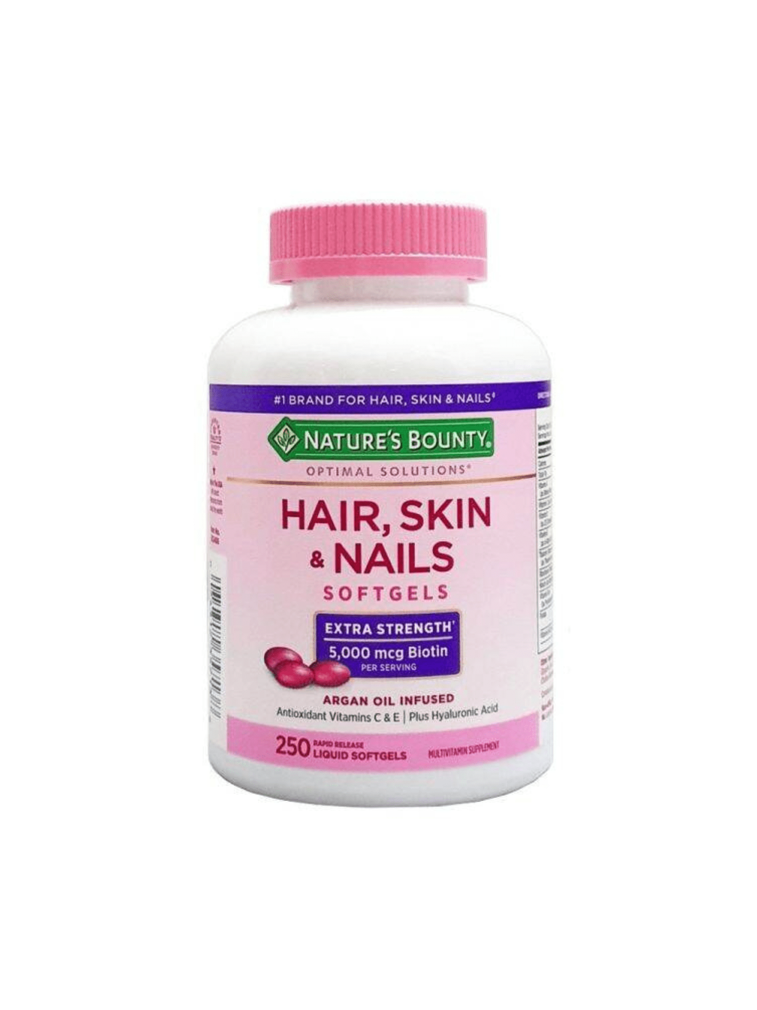 Nature’s Bounty Hair, Skin & Nails Softgels 5,000 mcg – Beauty Support from Within (250 Softgels) EXP 2026|NOV