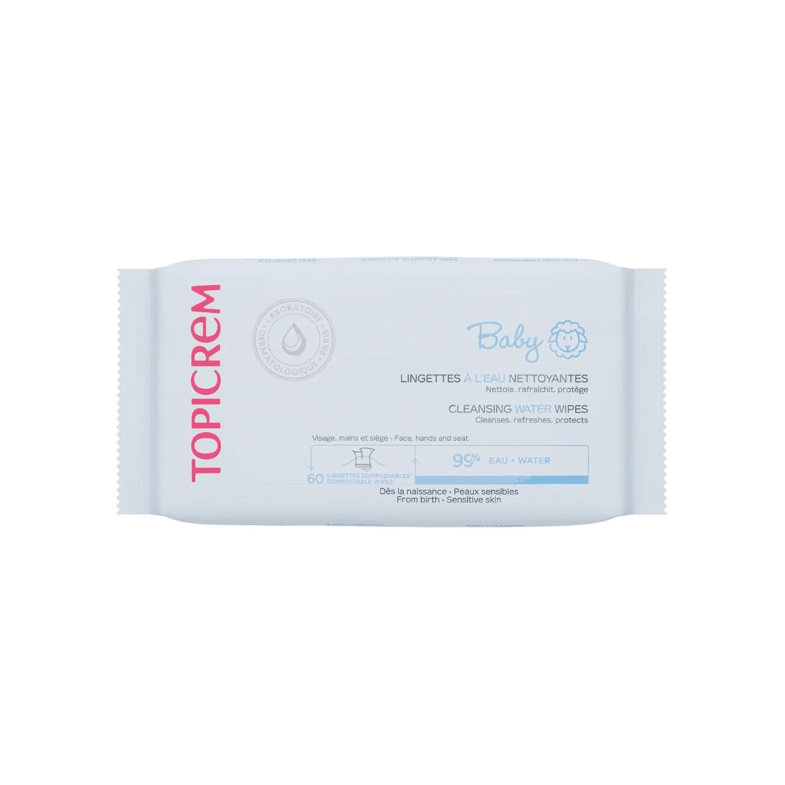 TOPICREM Baby Cleansing Water Wipes - 60pcs