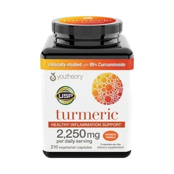 Youtheory Turmeric Health Inflammation Support | 210 Vegetarian Capsules EXP 2027|FEB